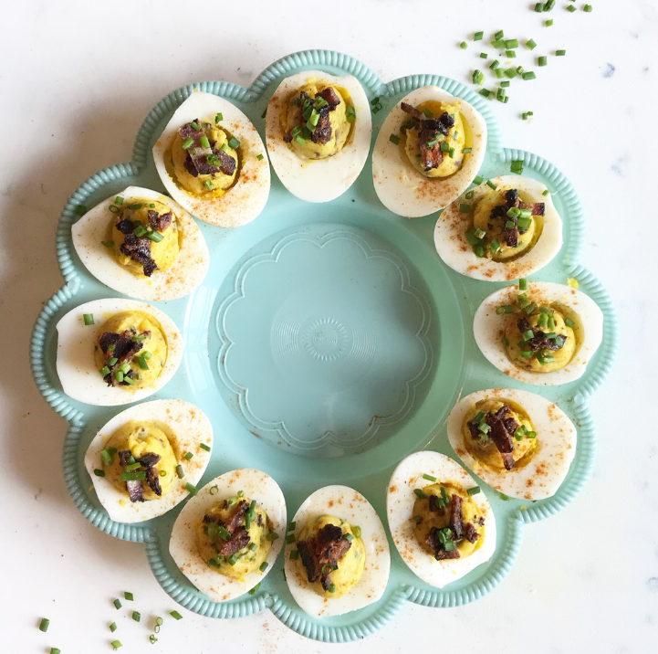 The perfect deviled eggs with Black Forest bacon