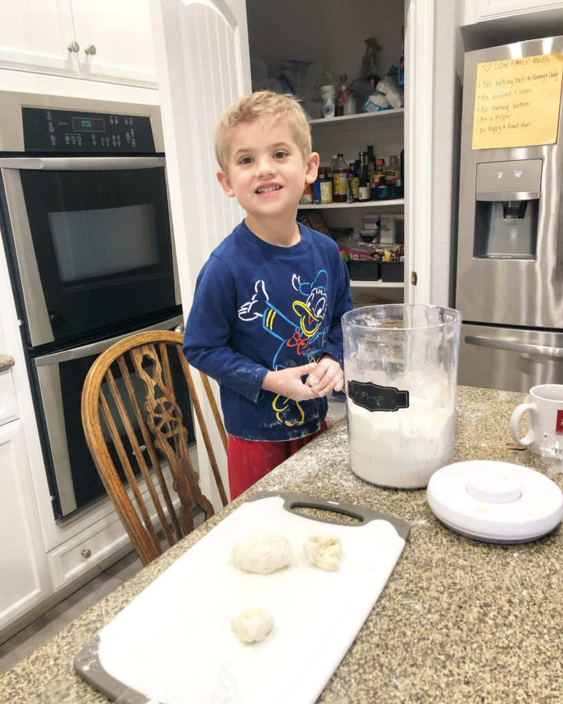 Kids making bagels