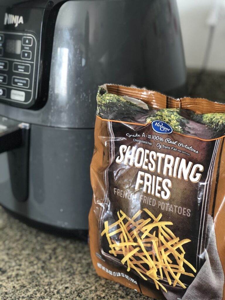 air fryer with frozen french fry bag