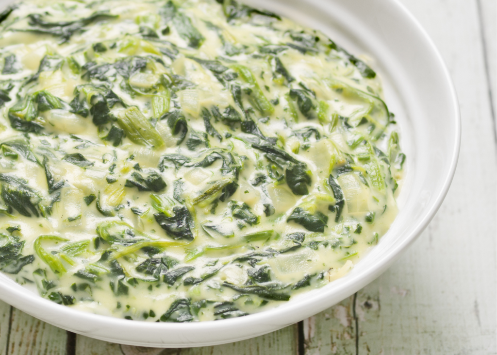 creamed spinach in a bowl 