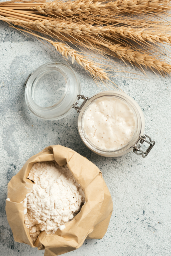 ingredients for how to feed sourdough starter