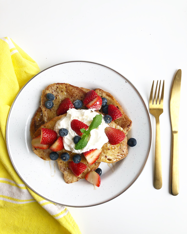 Sourdough French Toast With Fresh Whipped Cream and Berries